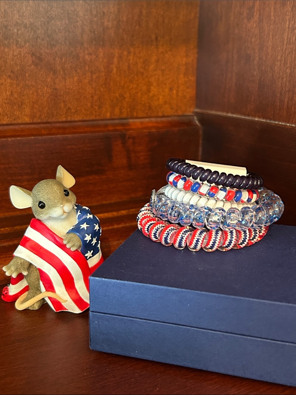 Teleties Lady Liberty Hair Tie Set - Red White Blue Spiral Hair Ties
